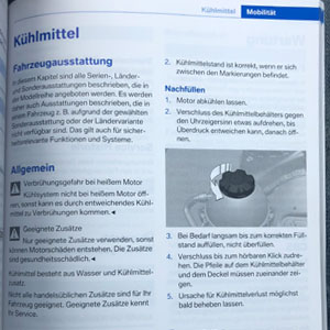 Kühlmittel nachfüllen - Kühlmittel Tabelle